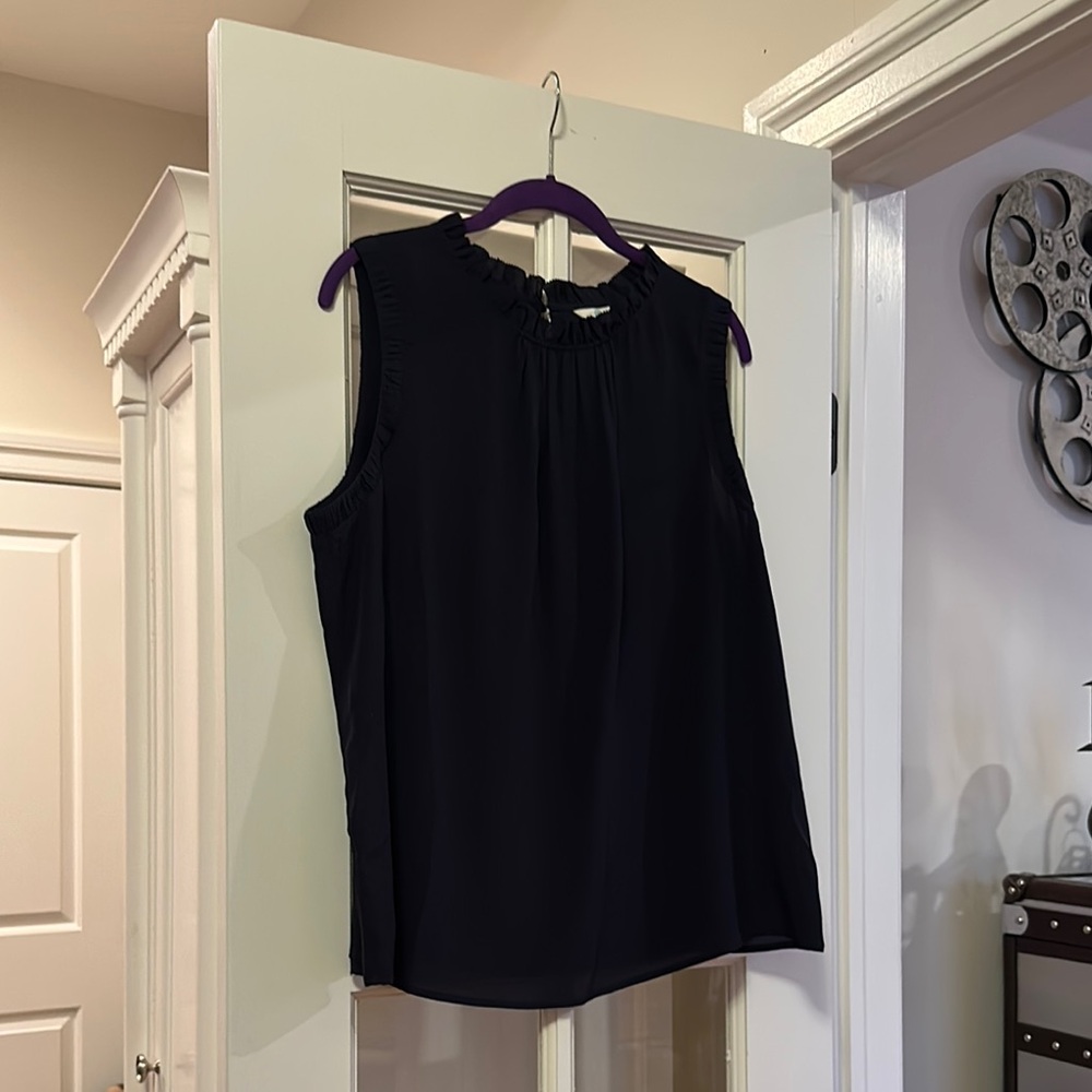 Boden Elegant Navy Shell w/Neck and Sleeve Detail